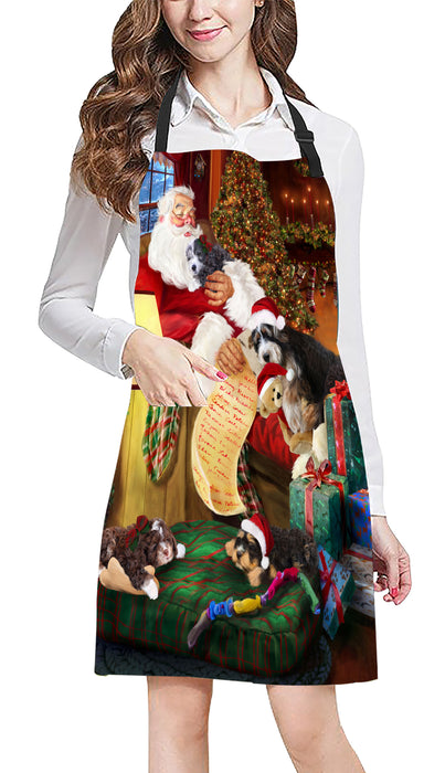 Santa Sleeping with Bernedoodlle Dogs Apron