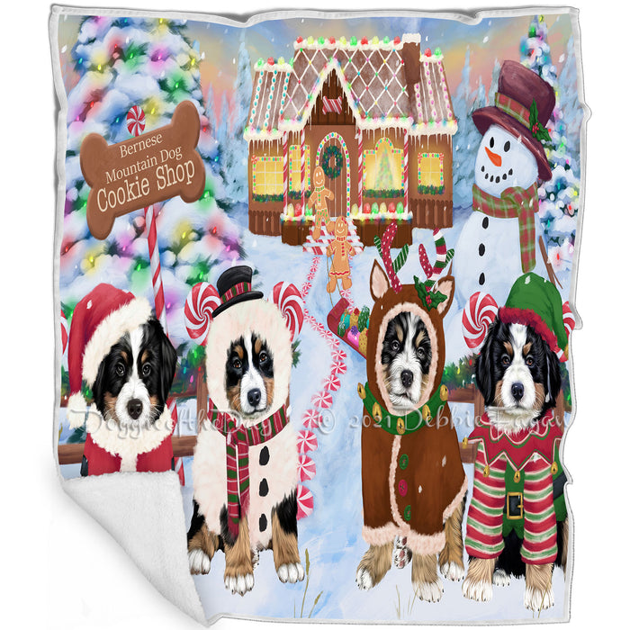 Holiday Gingerbread Cookie Shop Bernese Mountain Dogs Blanket BLNKT124374