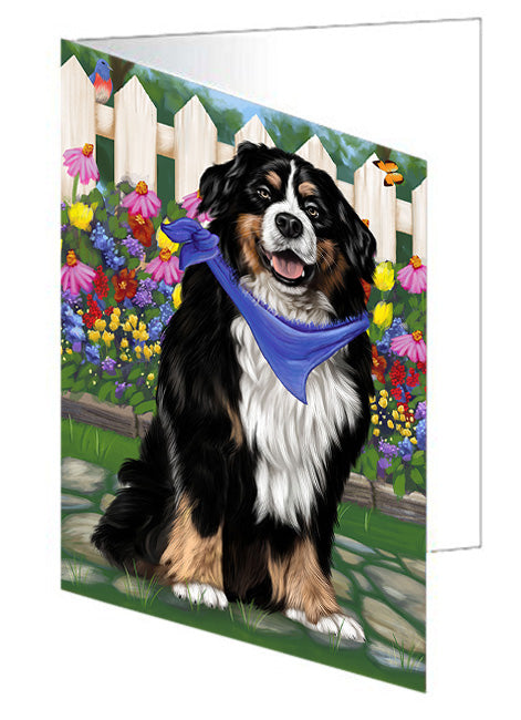 Spring Floral Bernese Mountain Dog Handmade Artwork Assorted Pets Greeting Cards and Note Cards with Envelopes for All Occasions and Holiday Seasons GCD53402