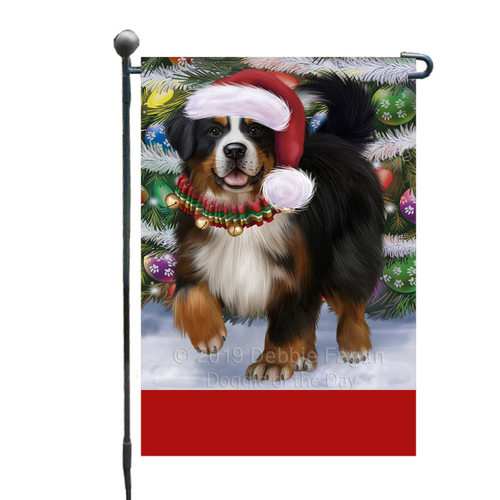 Personalized Trotting in the Snow Bernese Mountain Dog Custom Garden Flags GFLG-DOTD-A60672