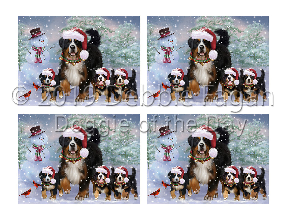 Christmas Running Fammily Bernese Mountain Dogs Placemat