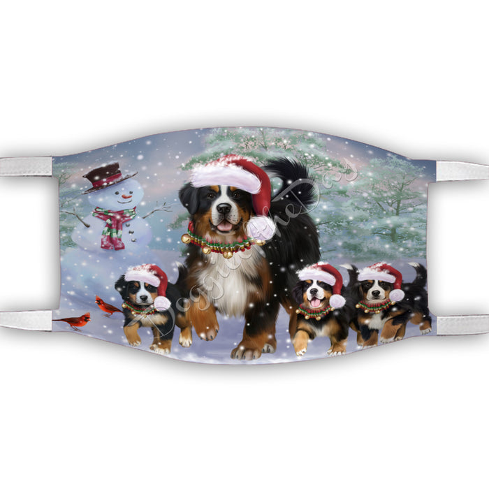 Christmas Running Fammily Bernese Mountain Dogs Face Mask FM48696