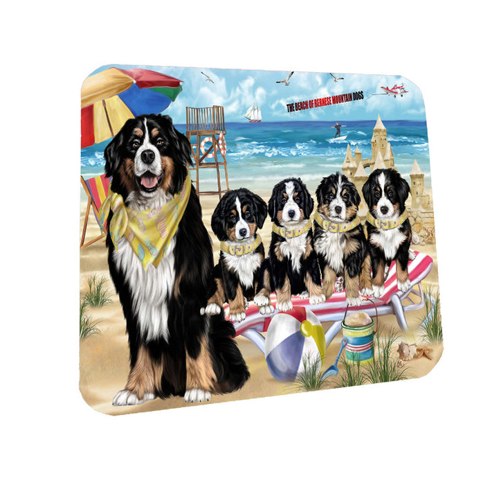 Pet Friendly Beach Bernese Mountain Dog Dogs Coasters Set of 4 CSTA58086