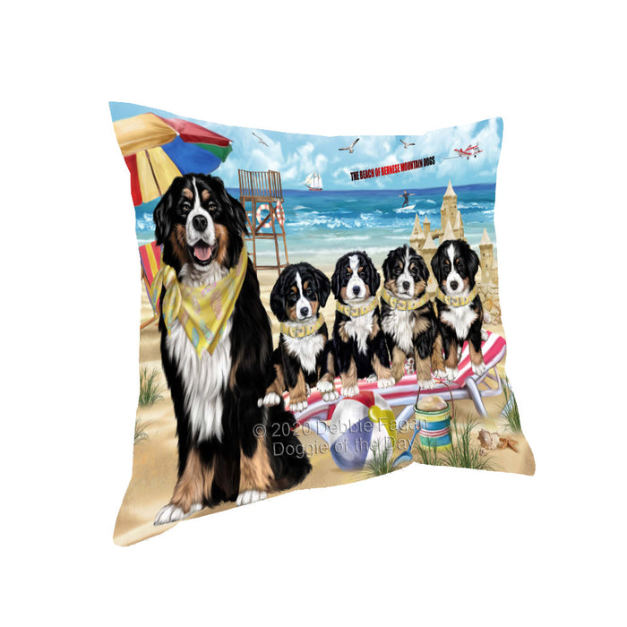 Pet Friendly Beach Bernese Mountain Dog Dogs Pillow with Top Quality High-Resolution Images - Ultra Soft Pet Pillows for Sleeping - Reversible & Comfort - Ideal Gift for Dog Lover - Cushion for Sofa Couch Bed - 100% Polyester