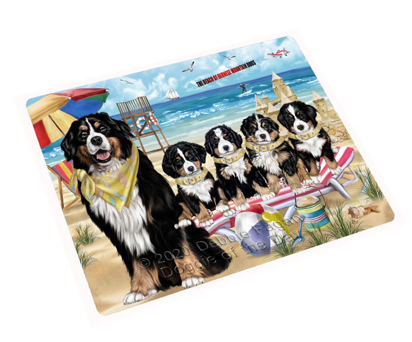 Pet Friendly Beach Bernese Mountain Dog Dogs Cutting Board - For Kitchen - Scratch & Stain Resistant - Designed To Stay In Place - Easy To Clean By Hand - Perfect for Chopping Meats, Vegetables