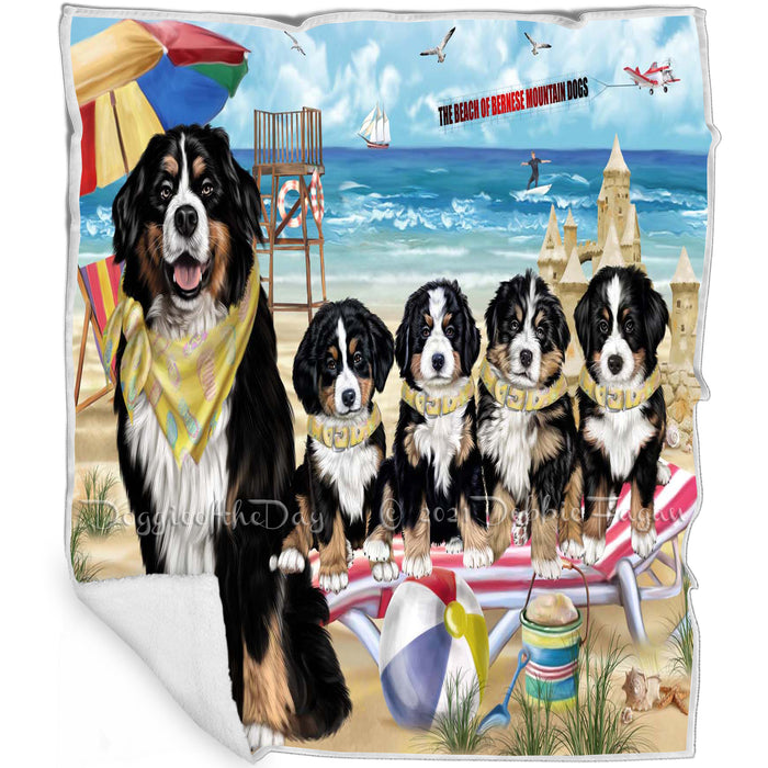 Pet Friendly Beach Bernese Mountain Dogs Blanket BLNKT142470