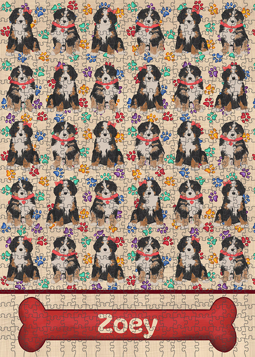 Rainbow Paw Print Bernese Mountain Dogs Puzzle with Photo Tin PUZL97572