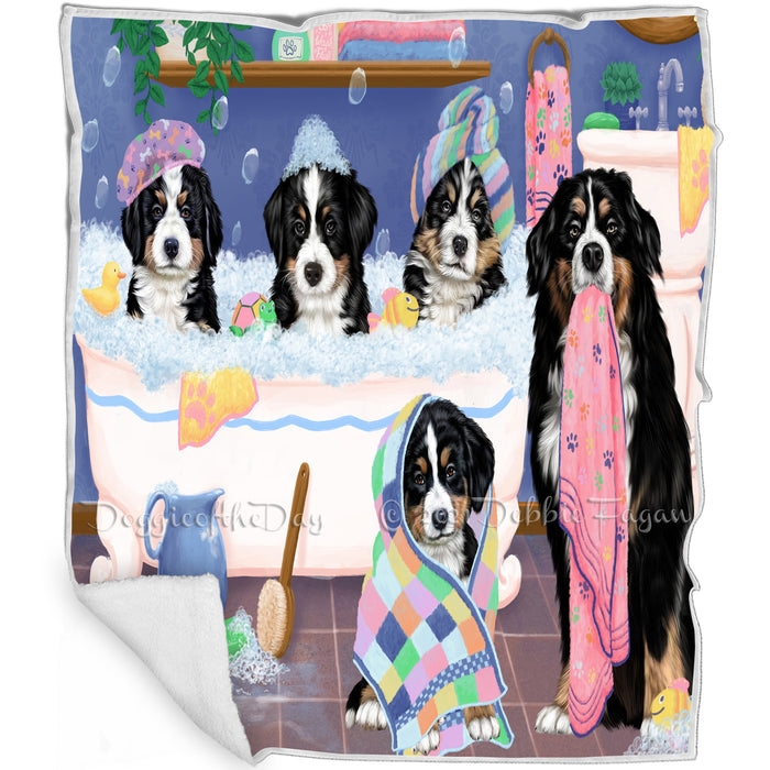 Rub A Dub Dogs In A Tub Bernese Mountain Dogs Blanket BLNKT130296