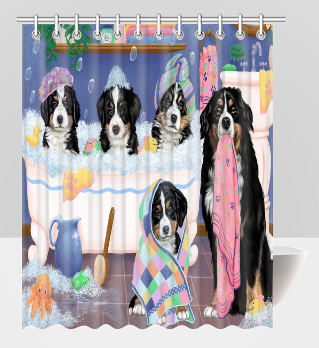 Rub A Dub Dogs In A Tub Bernese Mountain Dogs Shower Curtain