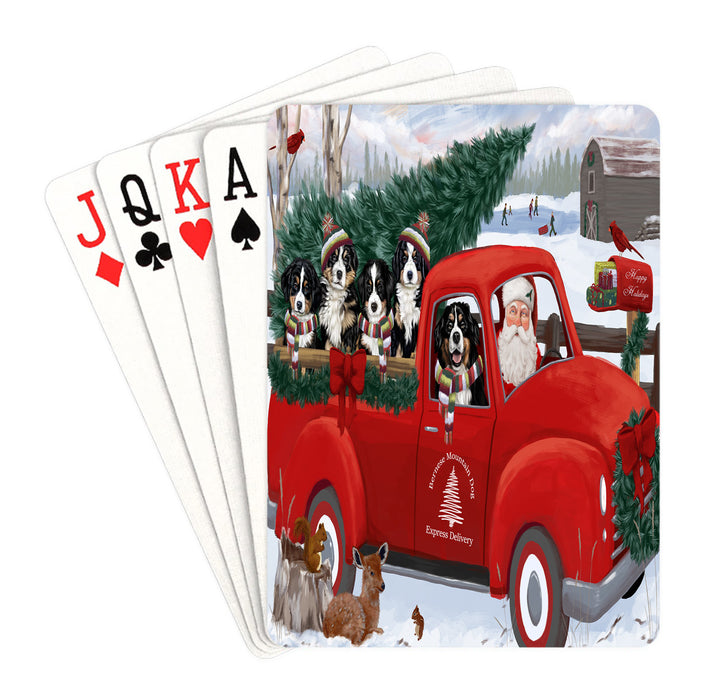 Christmas Santa Express Delivery Red Truck Bernese Mountain Dogs Playing Card Decks