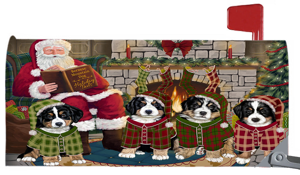 Christmas Cozy Holiday Fire Tails Bernese Mountain Dogs 6.5 x 19 Inches Magnetic Mailbox Cover Post Box Cover Wraps Garden Yard Décor MBC48878