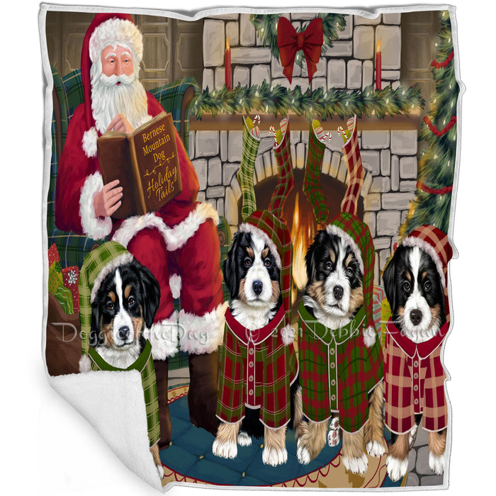 Christmas Cozy Holiday Tails Bernese Mountain Dogs Blanket BLNKT115320