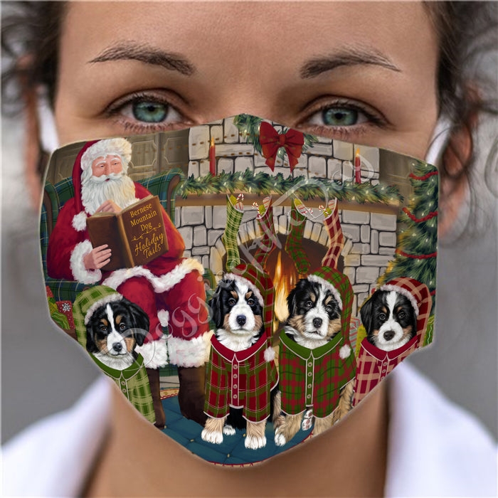 Christmas Cozy Holiday Fire Tails Bernese Mountain Dogs Face Mask FM48607