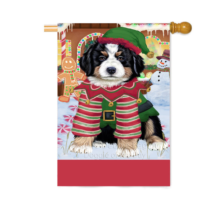 Personalized Gingerbread Candyfest Bernese Mountain Dog Custom House Flag FLG63726