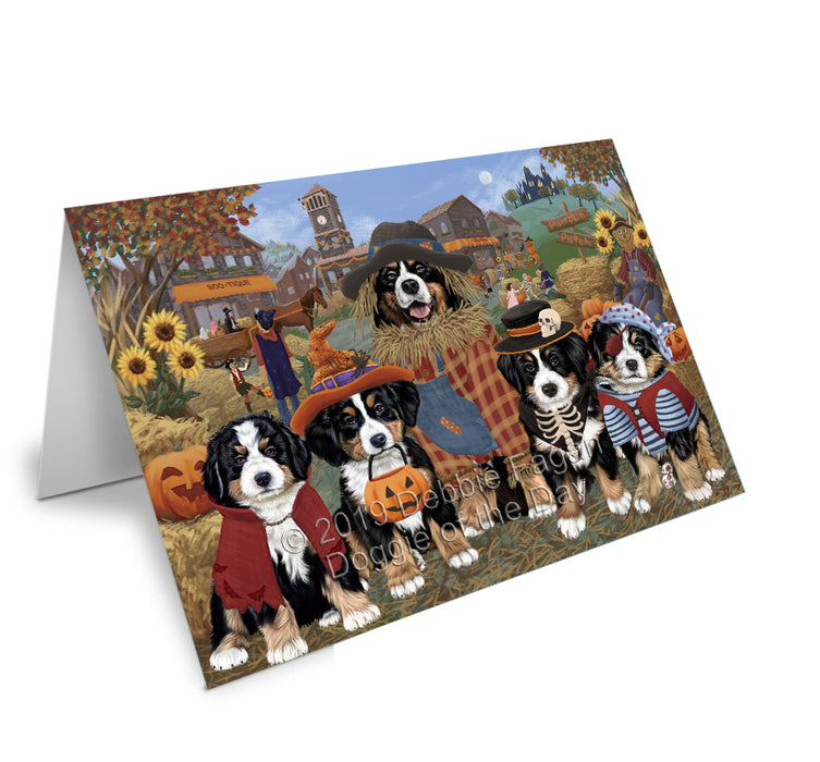 Halloween 'Round Town Bernese Mountain Dogs Handmade Artwork Assorted Pets Greeting Cards and Note Cards with Envelopes for All Occasions and Holiday Seasons GCD77762