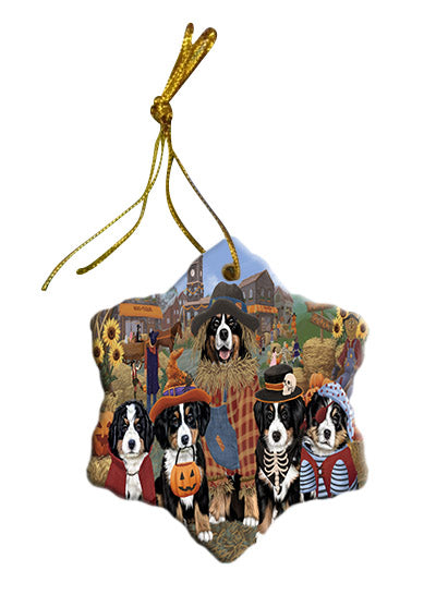 Halloween 'Round Town Bernese Mountain Dogs Star Porcelain Ornament SPOR57472