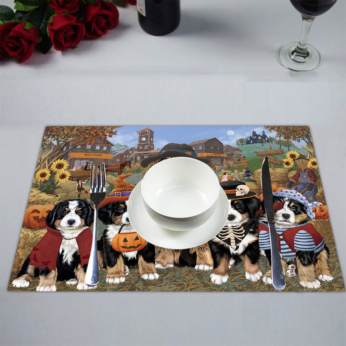 Halloween 'Round Town Bernese Mountain Dogs Placemat