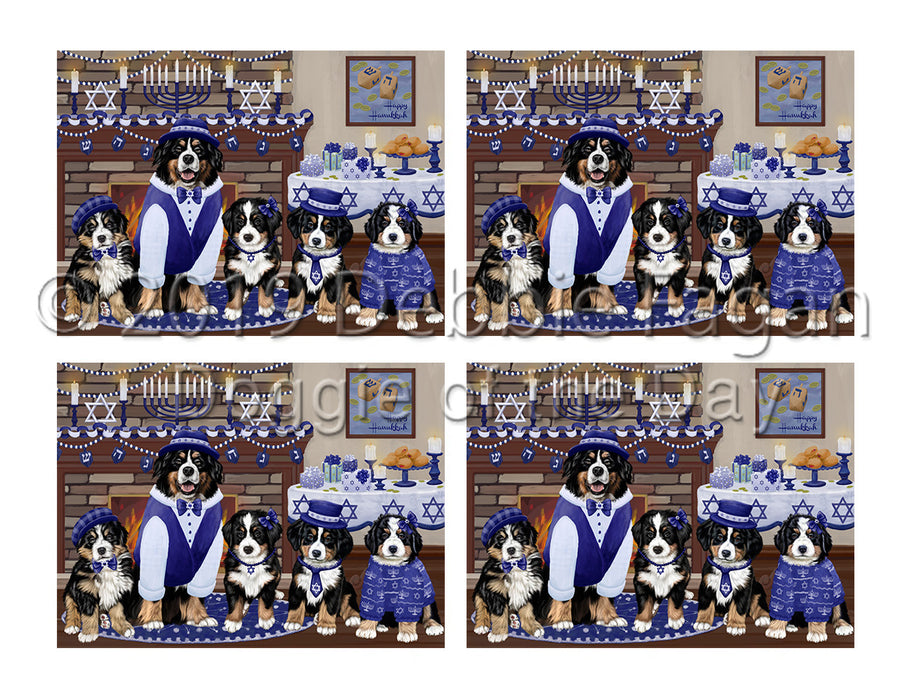 Happy Hanukkah Family Bernese Mountain Dogs Placemat