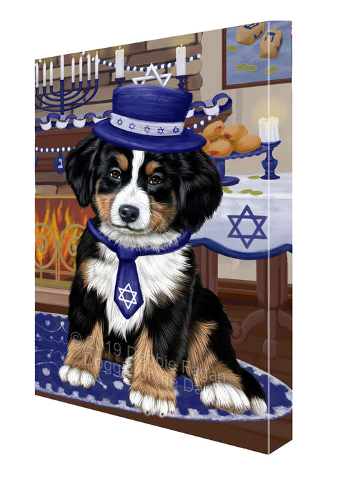 Happy Hanukkah Family and Happy Hanukkah Both Bernese Mountain Dog Canvas Print Wall Art Décor CVS140435