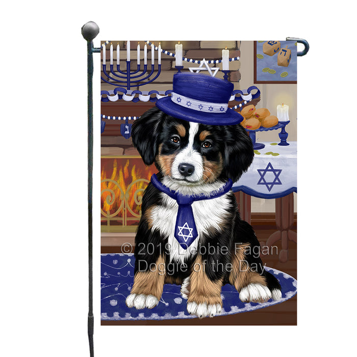 Happy Hanukkah Family and Happy Hanukkah Both Bernese Mountain Dog Garden Flag GFLG65694