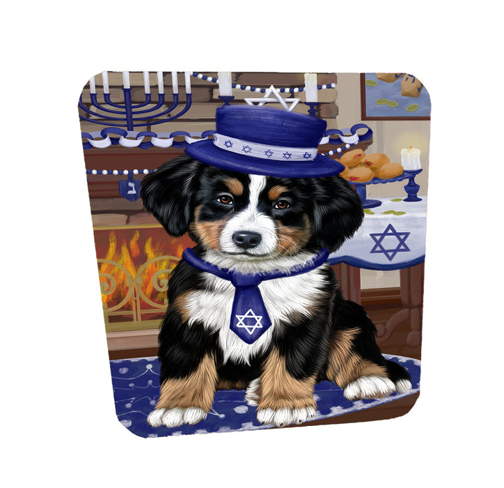 Happy Hanukkah Family Bernedoodle Dogs Coasters Set of 4 CSTA57605