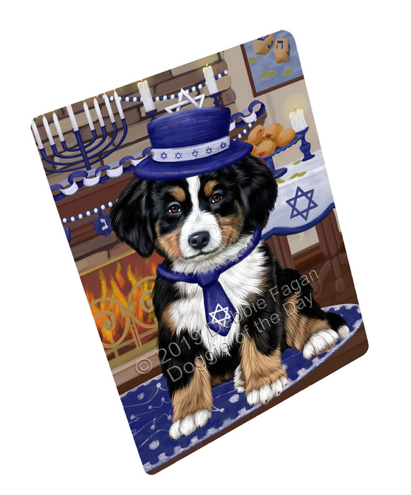 Happy Hanukkah Family and Happy Hanukkah Both Bernese Mountain Dog Cutting Board C77413