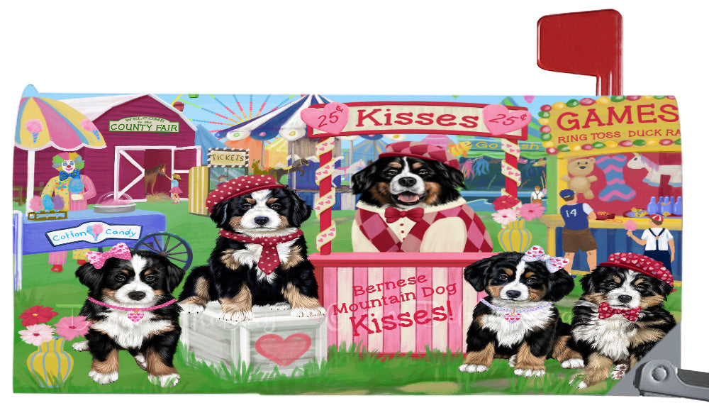 Carnival Kissing Booth Bernese Mountain Dogs Magnetic Mailbox Cover Both Sides Pet Theme Printed Decorative Letter Box Wrap Case Postbox Thick Magnetic Vinyl Material