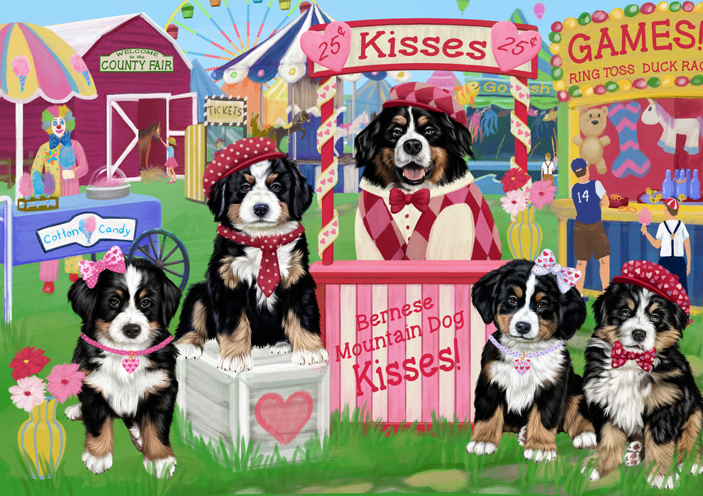 Carnival Kissing Booth Bernese Mountain Dogs Blanket BLNKT121476