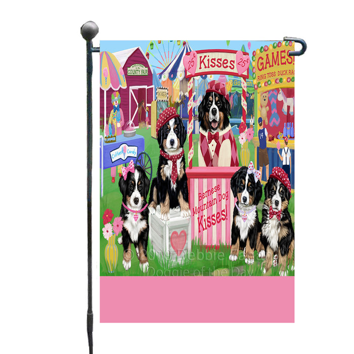 Personalized Carnival Kissing Booth Bernese Mountain Dogs Custom Garden Flag GFLG64258