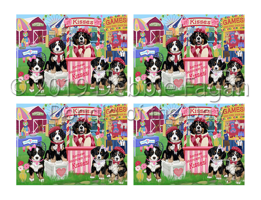 Carnival Kissing Booth Bernese Mountain Dogs Placemat
