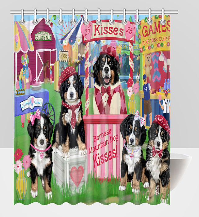 Carnival Kissing Booth Bernese Mountain Dogs Shower Curtain