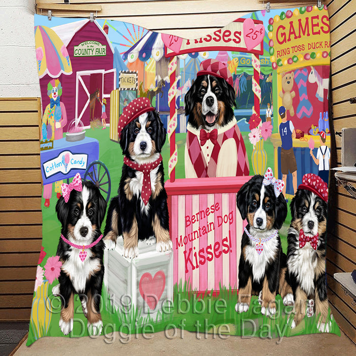 Carnival Kissing Booth Bernese Mountain Dogs Quilt