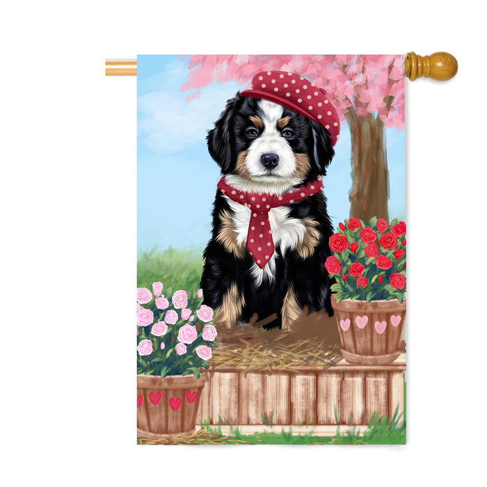 Personalized Rosie 25 Cent Kisses Bernese Mountain Dog Custom House Flag FLG64796