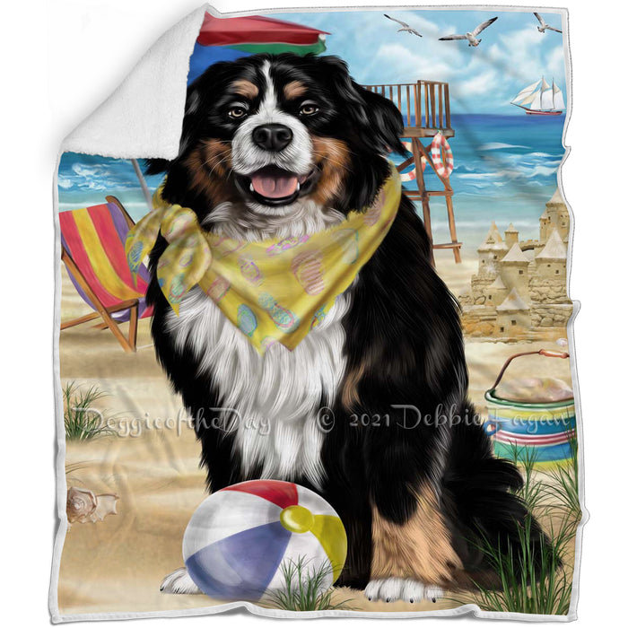 Pet Friendly Beach Bernese Mountain Dog Blanket BLNKT142468
