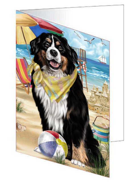 Pet Friendly Beach Bernese Mountain Dog Dog Handmade Artwork Assorted Pets Greeting Cards and Note Cards with Envelopes for All Occasions and Holiday Seasons