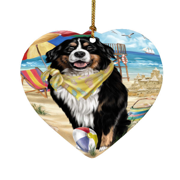 Pet Friendly Beach Bernese Mountain Dog Dog  Heart Christmas Ornament HPORA58885