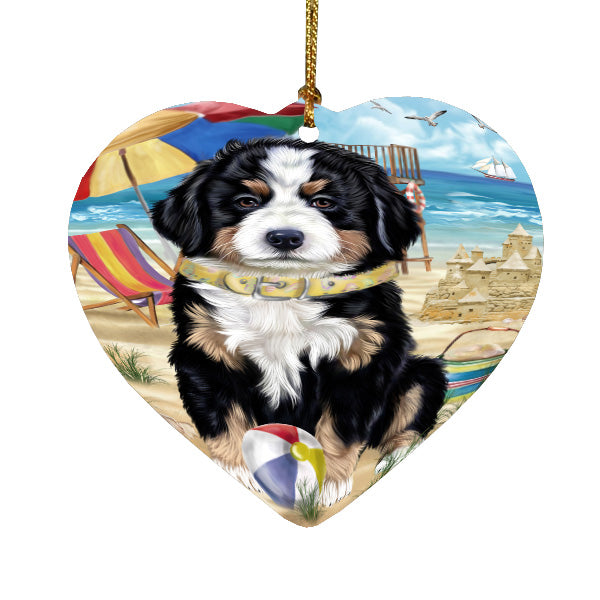 Pet Friendly Beach Bernese Mountain Dog Dog  Heart Christmas Ornament HPORA58886
