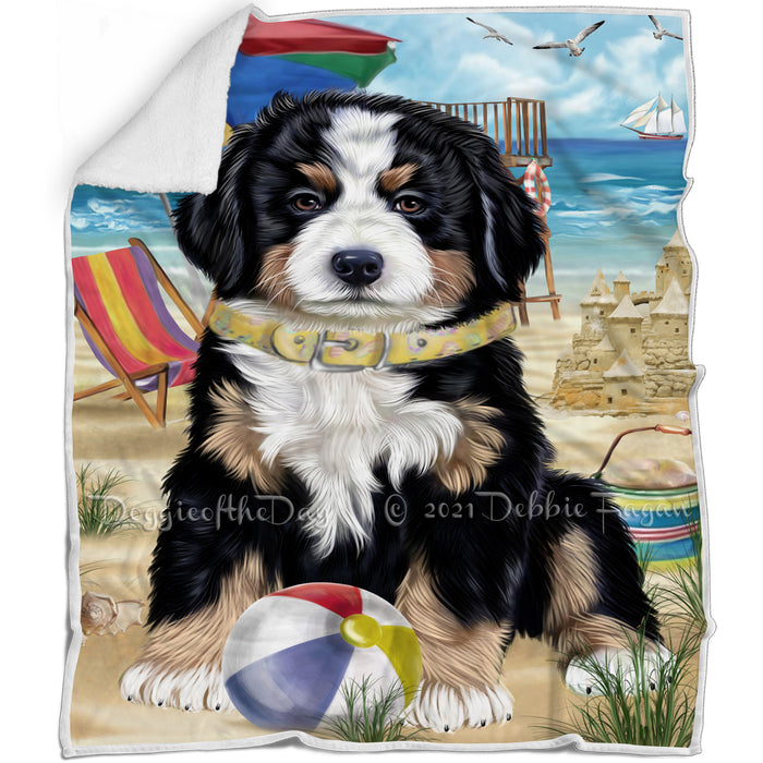 Pet Friendly Beach Bernese Mountain Dog Blanket BLNKT142469