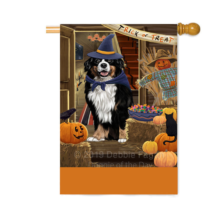 Personalized Enter at Own Risk Trick or Treat Halloween Bernese Mountain Dog Custom House Flag FLG-DOTD-A59520