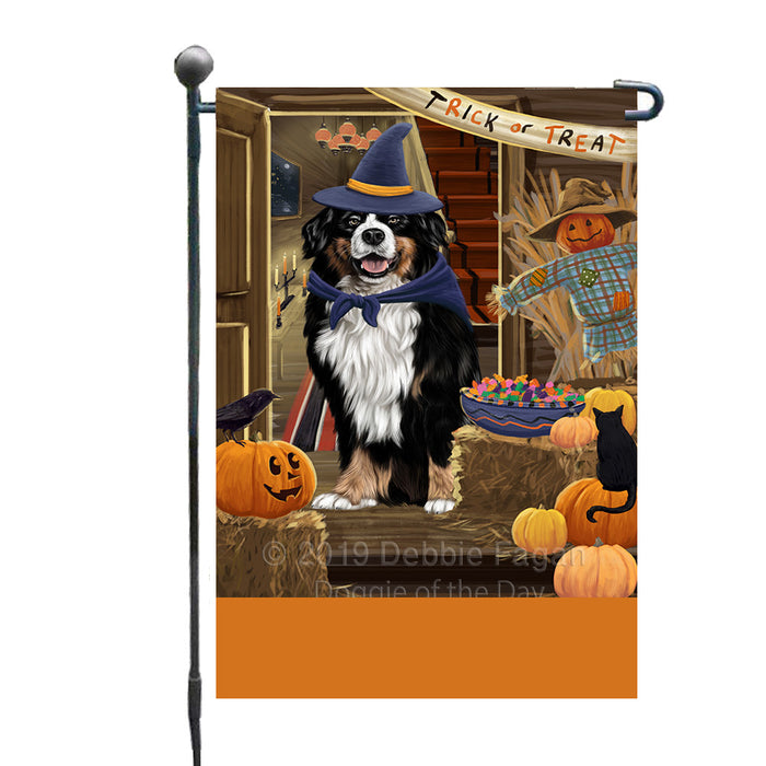 Personalized Enter at Own Risk Trick or Treat Halloween Bernese Mountain Dog Custom Garden Flags GFLG-DOTD-A59464