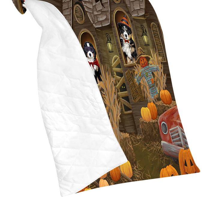 Haunted House Halloween Trick or Treat Bernese Mountain Dogs Quilt