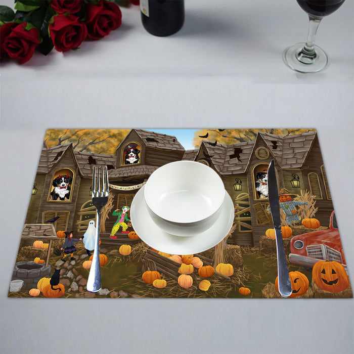Haunted House Halloween Trick or Treat Bernese Mountain Dogs Placemat