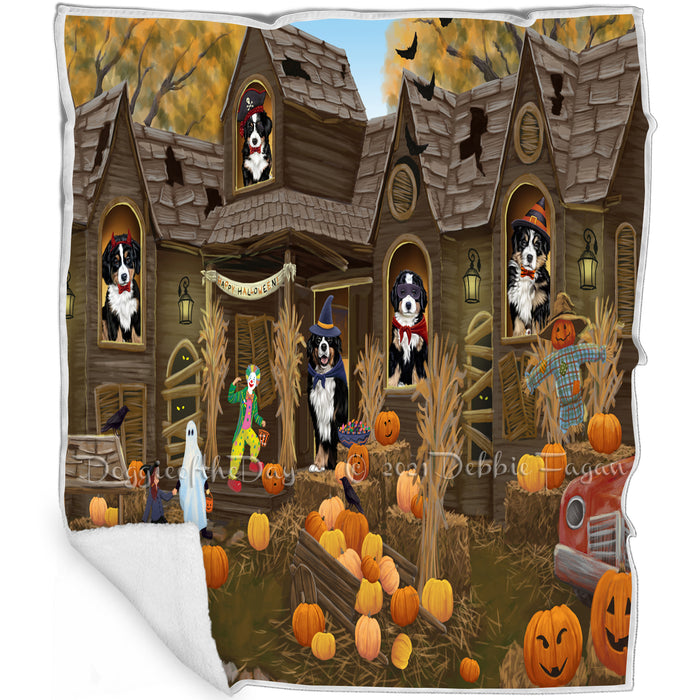Haunted House Halloween Trick or Treat Bernese Mountain Dogs Blanket BLNKT92919