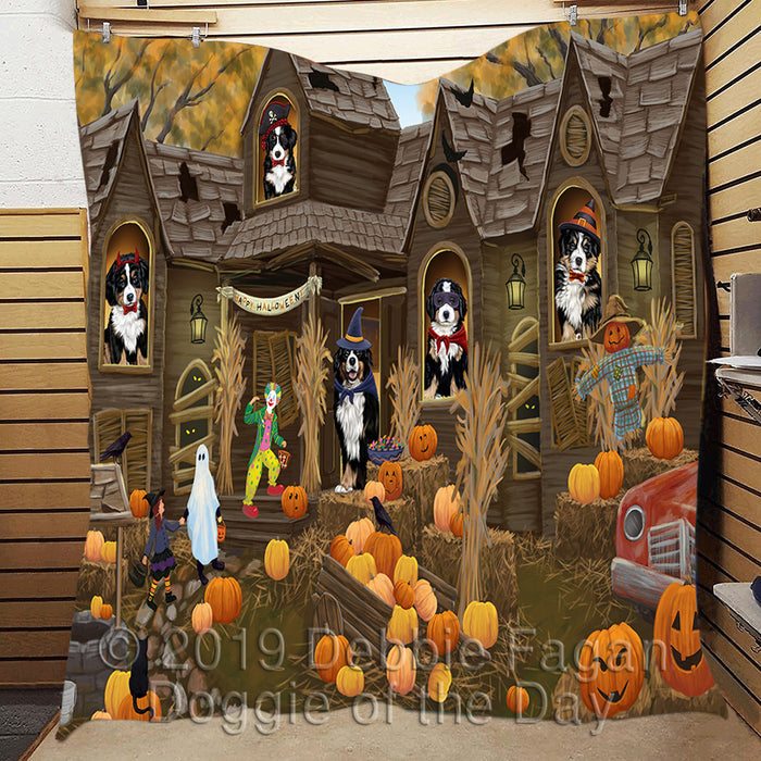 Haunted House Halloween Trick or Treat Bernese Mountain Dogs Quilt