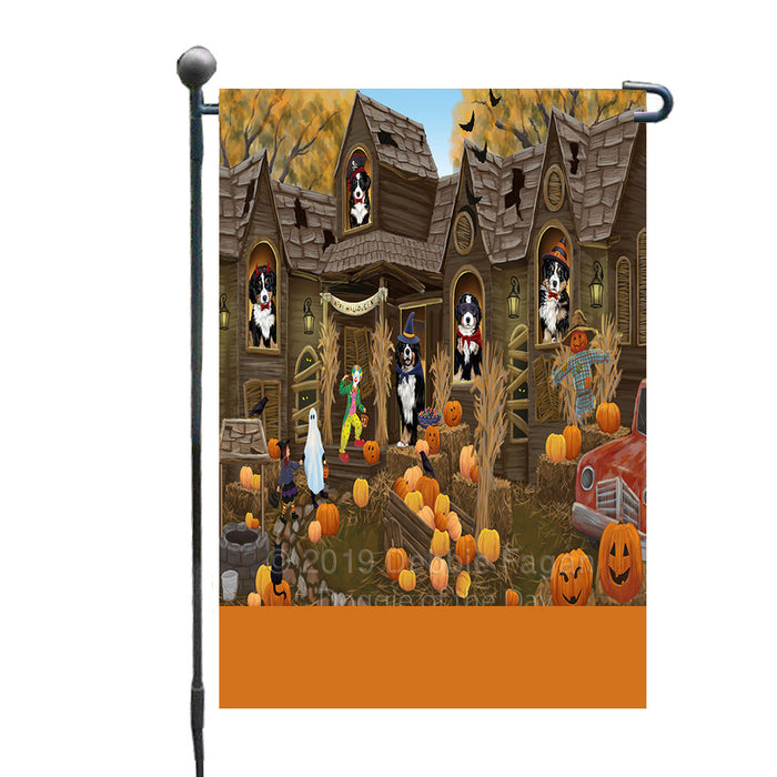 Personalized Haunted House Trick or Treat Halloween Bernese Mountain Dogs Custom Garden Flags GFLG-DOTD-A59465