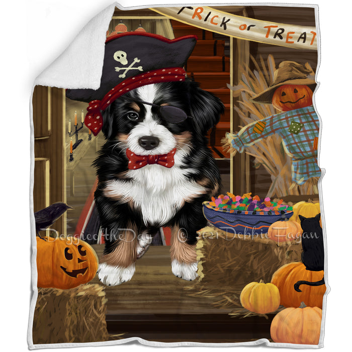 Enter at Own Risk Trick or Treat Halloween Bernese Mountain Dog Blanket BLNKT94350