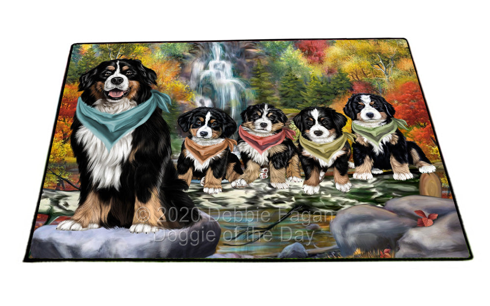 Scenic Waterfall Bernese Mountain Dogs Floormat FLMS55954