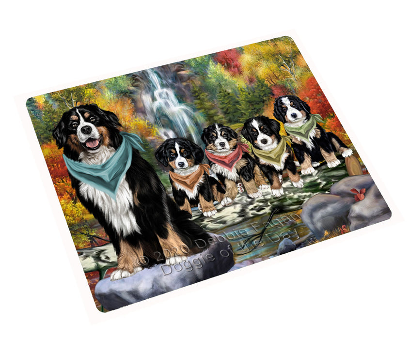 Scenic Waterfall Bernese Mountain Dogs Cutting Board - For Kitchen - Scratch & Stain Resistant - Designed To Stay In Place - Easy To Clean By Hand - Perfect for Chopping Meats, Vegetables