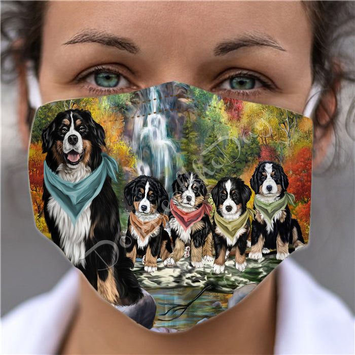 Scenic Waterfall Bernese Mountain Dogs Face Mask FM49274