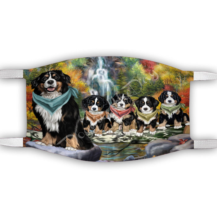 Scenic Waterfall Bernese Mountain Dogs Face Mask FM49274
